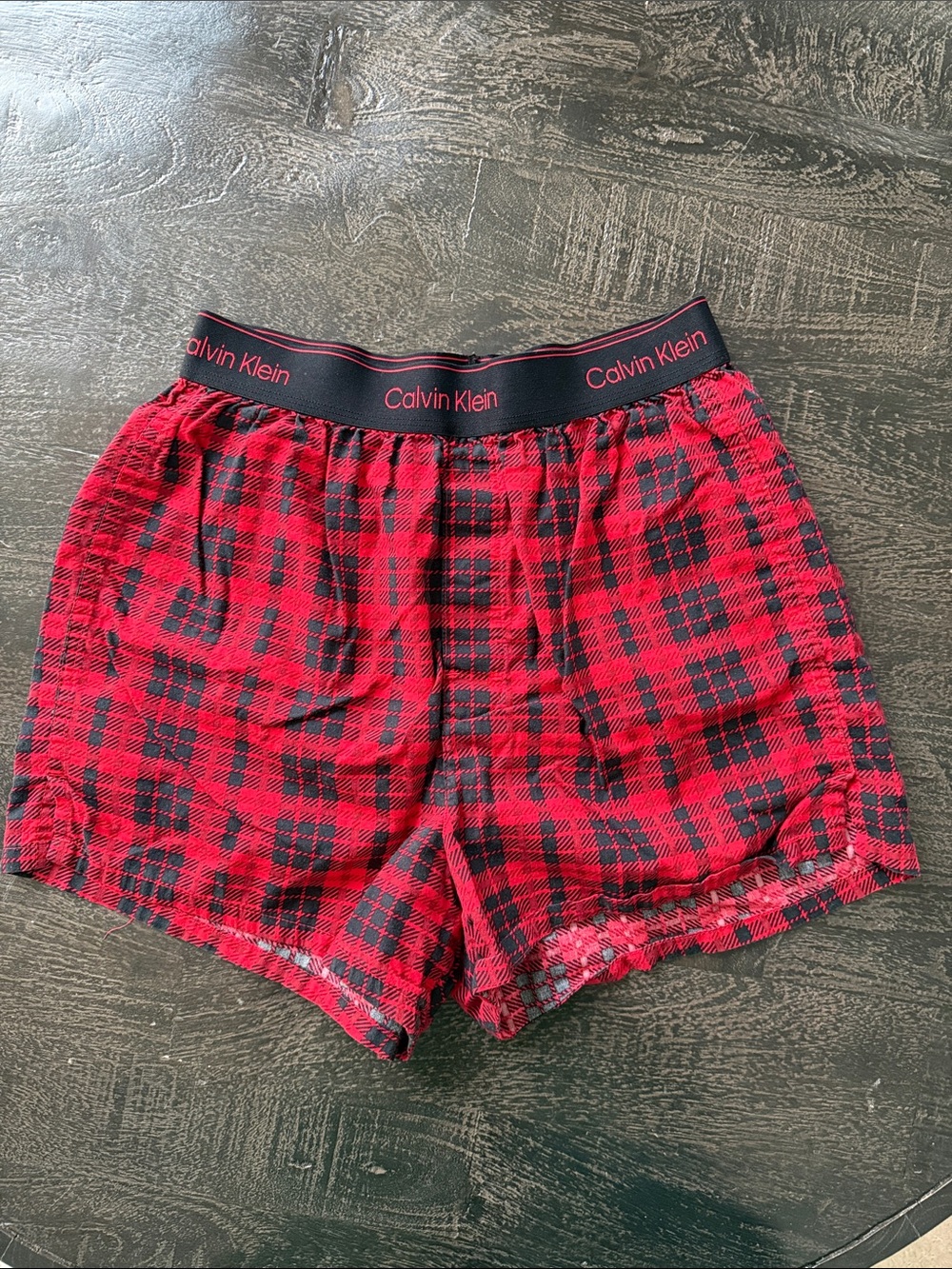 Calvin Klein Red and Black Plaid Women’s Lounge Shorts